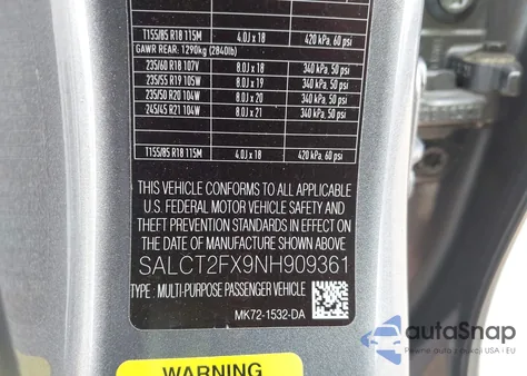 2022 Land Rover Discovery Sport S R-Dynamic из США, поврежденный, VIN SALCT2FX9NH909361